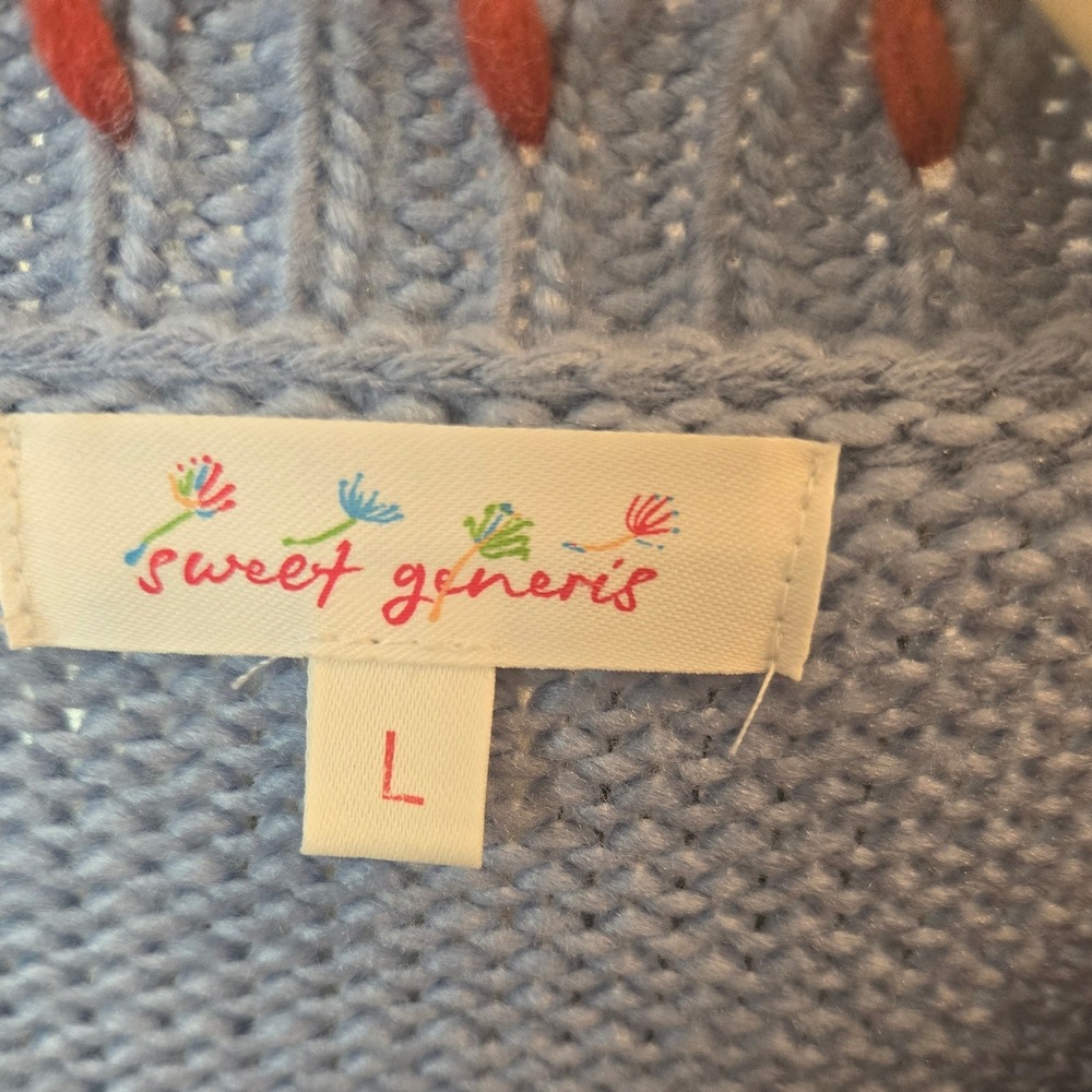 Women Lobster Sweater Pullover Blue Red Chunky Knit Casual Nautical Preppy Large - Picture 4 of 7
